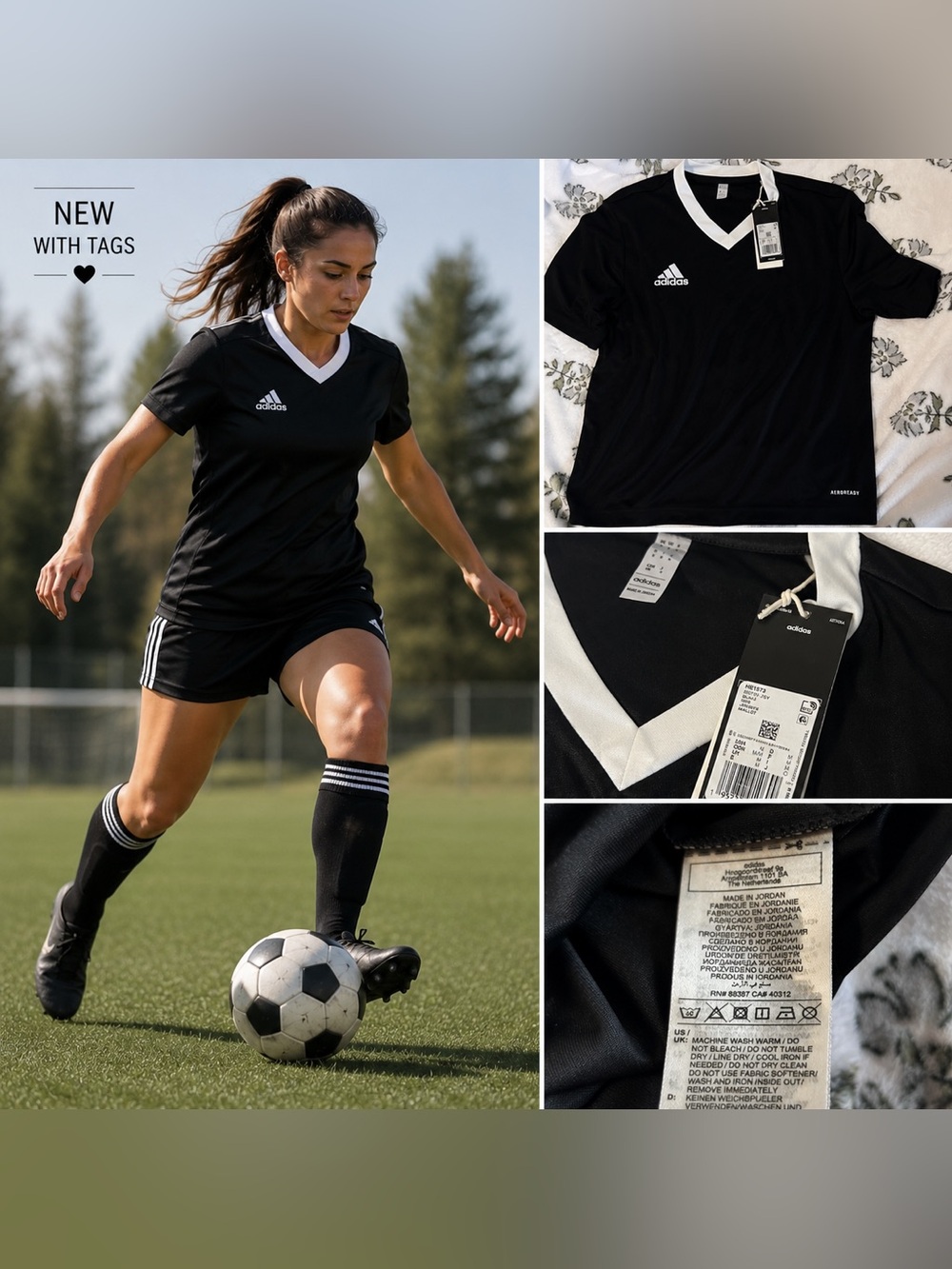 🔥 BUNDLE & SAVE 🔥 Adidas | Entrada 22 Soccer Jersey| Black White | NWT | AEROREA